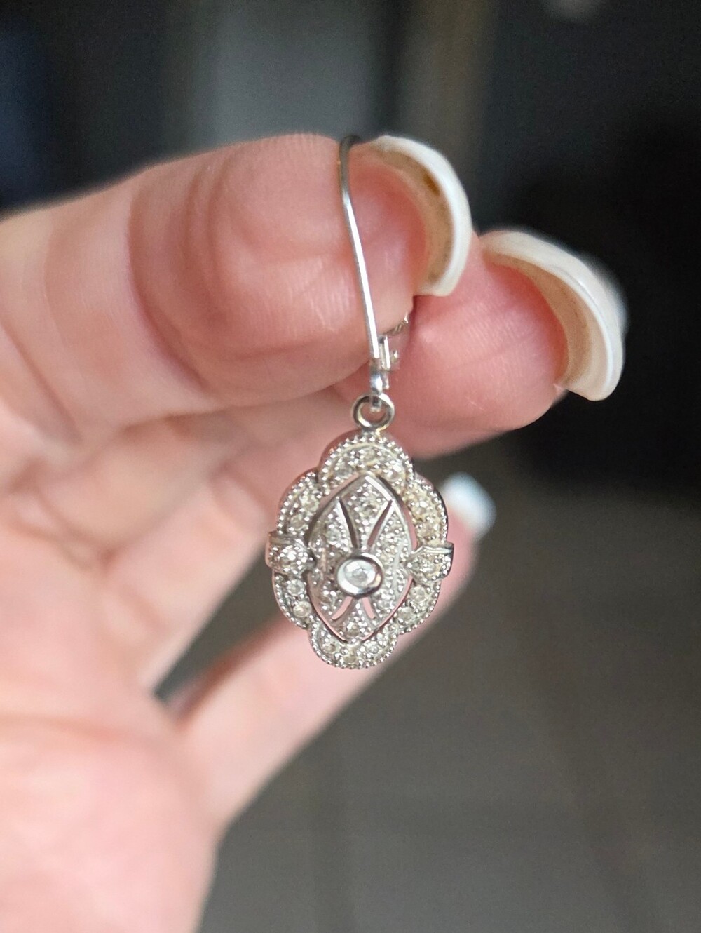 Affinity Diamond QVC 14k Solid White Gold Dangle Earrings - Picture 4 of 7